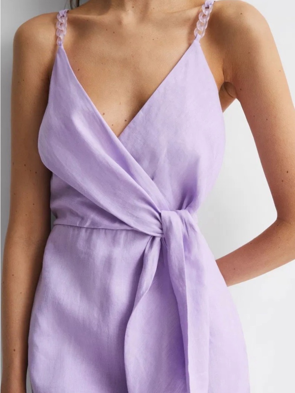 LAST WEEK! FINAL MARKDOWN! Reiss Esme Lilac Wrap Midi Dress - Picture 4 of 9